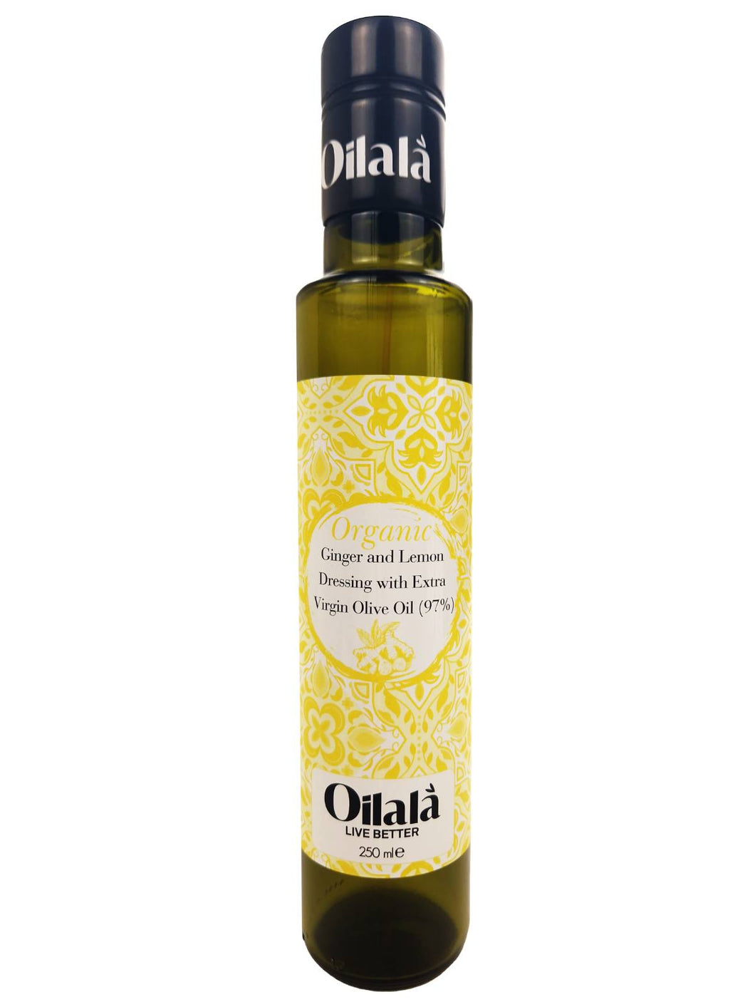 100 % Organic Peranzana Extra Virgin Olive Oil in 250ml Dorica bottle Flavored with Ginger and Lemon